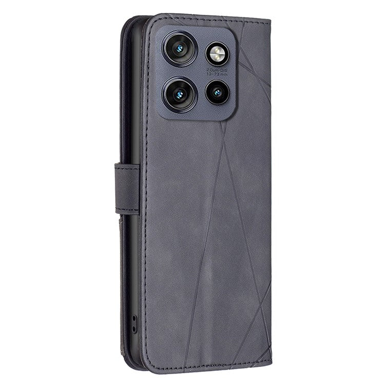 BINFEN COLOR BF05 For Motorola Edge 50 Neo 5G / Moto S50 5G / Thinkphone 25 5G Case Leather Phone Cover Wallet Stand - Black