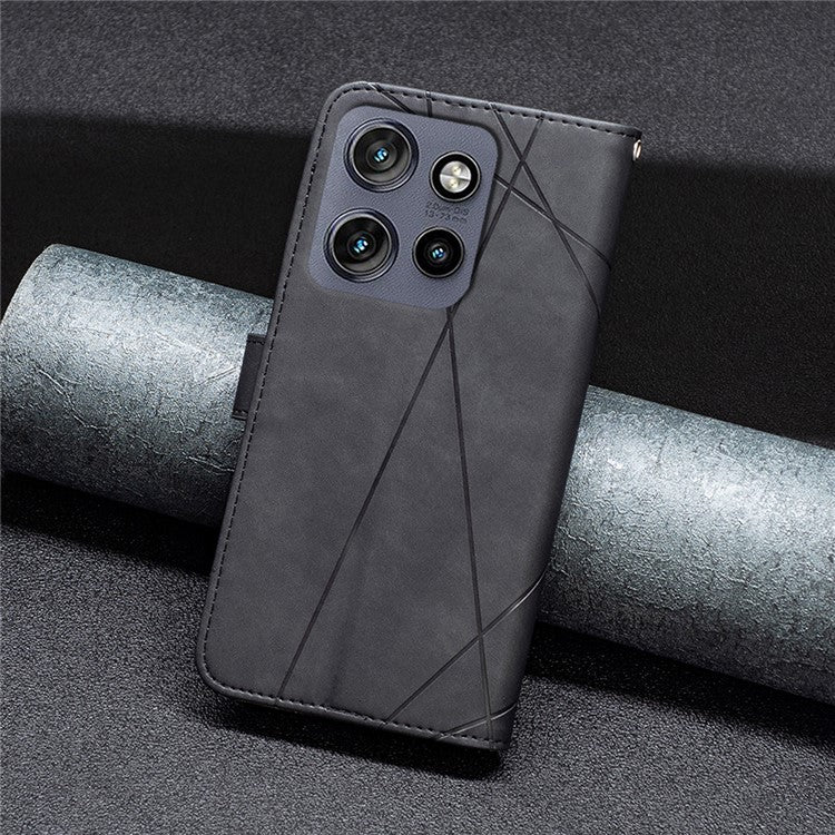 BINFEN COLOR BF05 For Motorola Edge 50 Neo 5G / Moto S50 5G / Thinkphone 25 5G Case Leather Phone Cover Wallet Stand - Black