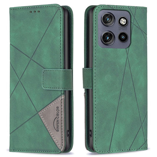 BINFEN COLOR BF05 For Motorola Edge 50 Neo 5G / Moto S50 5G / Thinkphone 25 5G Case Leather Phone Cover Wallet Stand - Green