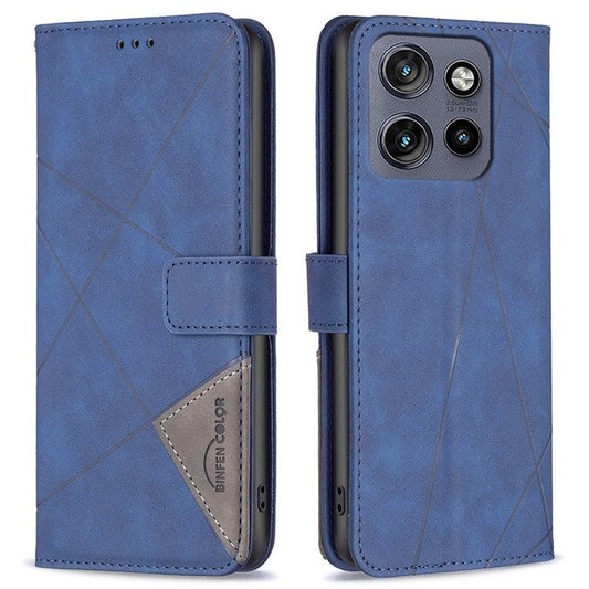 BINFEN COLOR BF05 For Motorola Edge 50 Neo 5G / Moto S50 5G / Thinkphone 25 5G Case Leather Phone Cover Wallet Stand - Blue