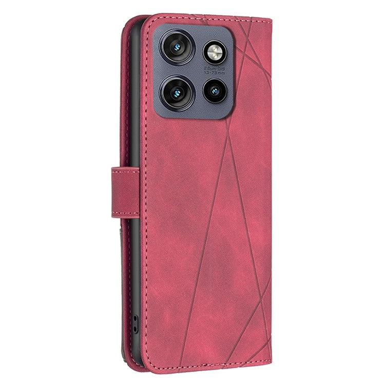 BINFEN COLOR BF05 For Motorola Edge 50 Neo 5G / Moto S50 5G / Thinkphone 25 5G Case Leather Phone Cover Wallet Stand - Red