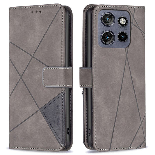 BINFEN COLOR BF05 For Motorola Edge 50 Neo 5G / Moto S50 5G / Thinkphone 25 5G Case Leather Phone Cover Wallet Stand - Grey