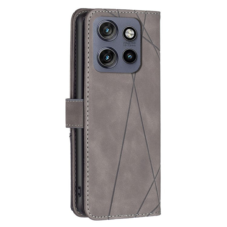 BINFEN COLOR BF05 For Motorola Edge 50 Neo 5G / Moto S50 5G / Thinkphone 25 5G Case Leather Phone Cover Wallet Stand - Grey