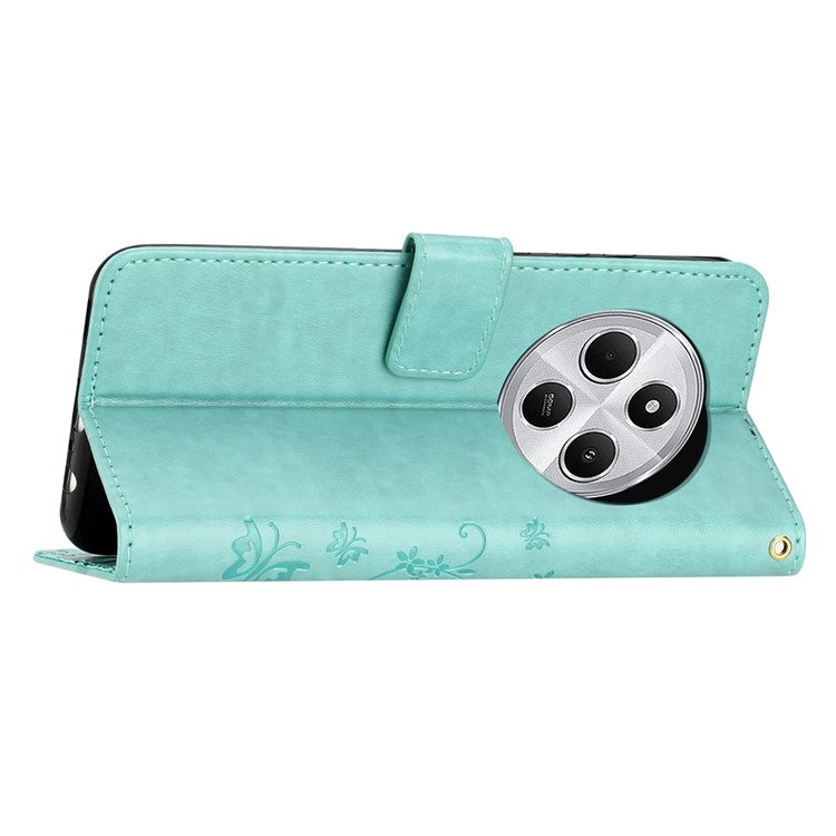 For Xiaomi Poco C75 4G / Redmi 14R 5G / 14C 4G Case Pattern Imprint PU Leather Phone Wallet Cover with Strap - Baby Blue