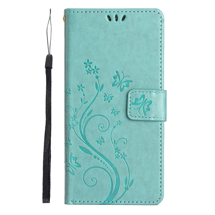 For Xiaomi Poco C75 4G / Redmi 14R 5G / 14C 4G Case Pattern Imprint PU Leather Phone Wallet Cover with Strap - Baby Blue