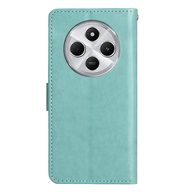 For Xiaomi Poco C75 4G / Redmi 14R 5G / 14C 4G Case Pattern Imprint PU Leather Phone Wallet Cover with Strap - Baby Blue
