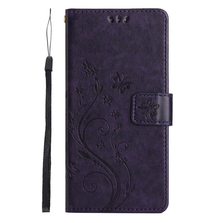 For Xiaomi Poco C75 4G / Redmi 14R 5G / 14C 4G Case Pattern Imprint PU Leather Phone Wallet Cover with Strap - Dark Purple