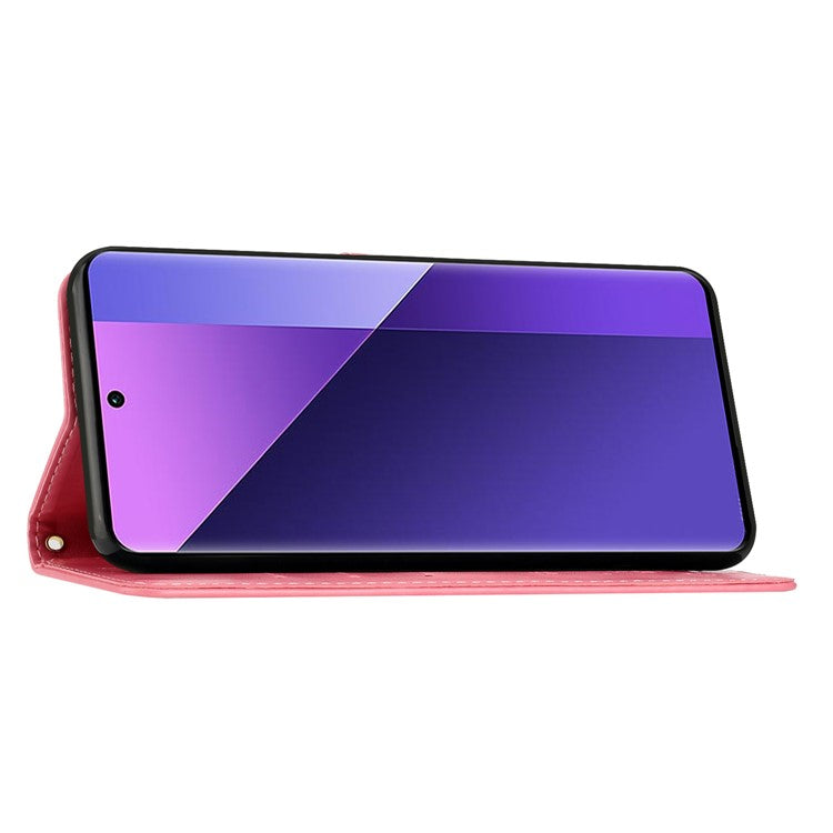 For Xiaomi Poco C75 4G / Redmi 14R 5G / 14C 4G Case Pattern Imprint PU Leather Phone Wallet Cover with Strap - Pink