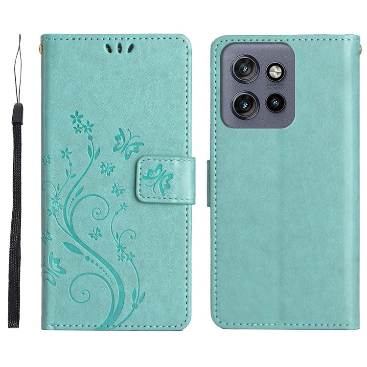 For Motorola Edge 50 Neo 5G / Moto S50 5G / Thinkphone 25 5G Case Pattern Imprint PU Leather Phone Wallet Cover with Strap - Baby Blue