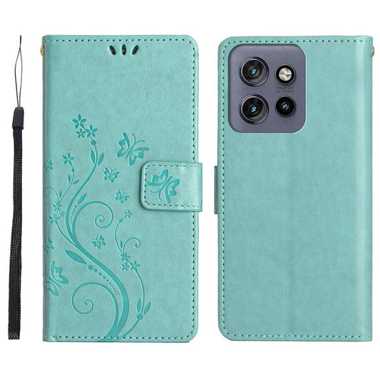 For Motorola Edge 50 Neo 5G / Moto S50 5G / Thinkphone 25 5G Case Pattern Imprint PU Leather Phone Wallet Cover with Strap - Baby Blue