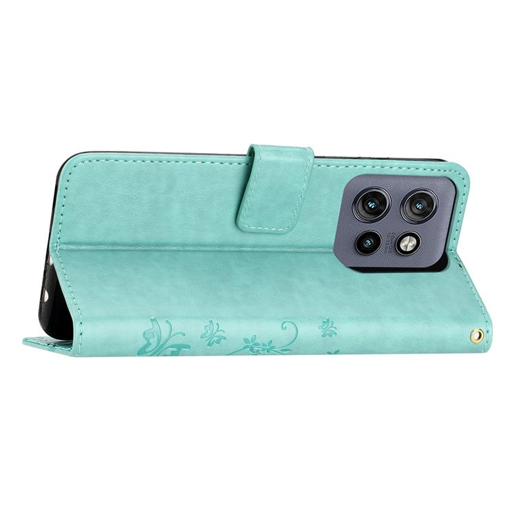 For Motorola Edge 50 Neo 5G / Moto S50 5G / Thinkphone 25 5G Case Pattern Imprint PU Leather Phone Wallet Cover with Strap - Baby Blue