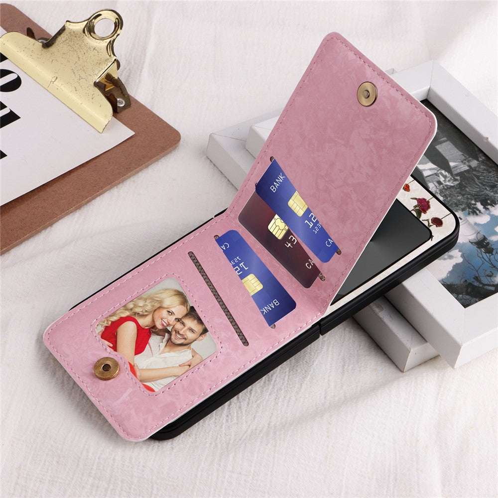 For Samsung Galaxy Z Flip7 FE 5G / Z Flip6 5G / Flip5 5G Case Flower Pattern PU+TPU Phone Cover Card Slots - Dried Flower
