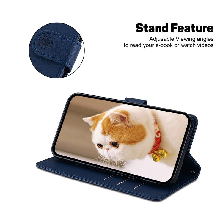 For iPhone 16 Pro Case RFID Blocking Kitten Pattern TPU+PU Leather Phone Cover - Blue