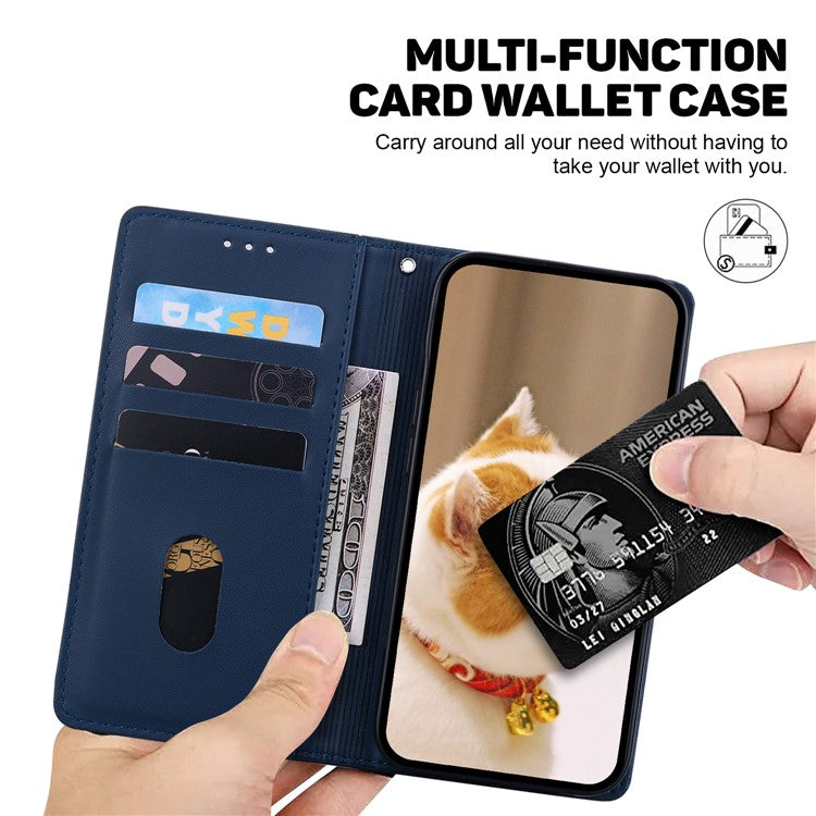 For iPhone 16 Pro Case RFID Blocking Kitten Pattern TPU+PU Leather Phone Cover - Blue