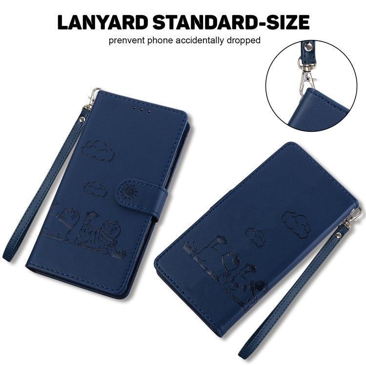 For iPhone 16 Pro Case RFID Blocking Kitten Pattern TPU+PU Leather Phone Cover - Blue