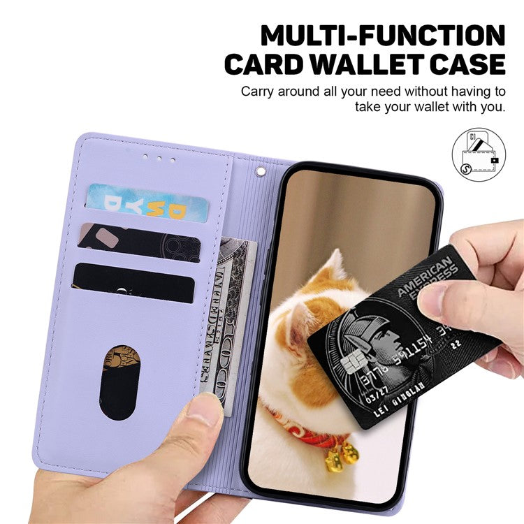 For iPhone 16 Case RFID Blocking Kitten Pattern TPU+PU Leather Phone Cover - Purple