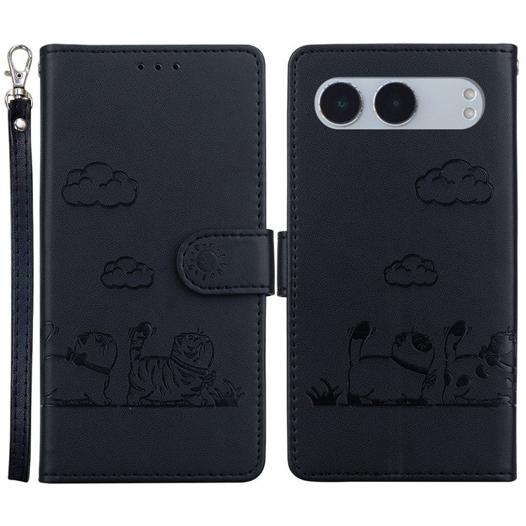 For OnePlus Nord 4 Case RFID Blocking Kitten Pattern TPU+PU Leather Phone Cover - Black