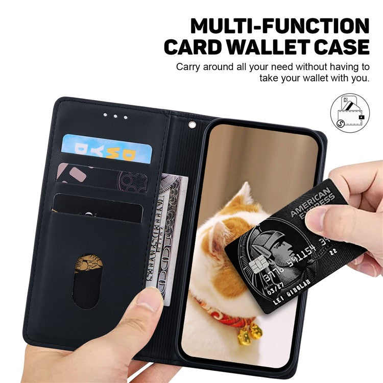 For Motorola Edge 50 Neo 5G / Moto S50 5G / Thinkphone 25 5G Case RFID Blocking Kitten Pattern TPU+PU Leather Phone Cover - Black