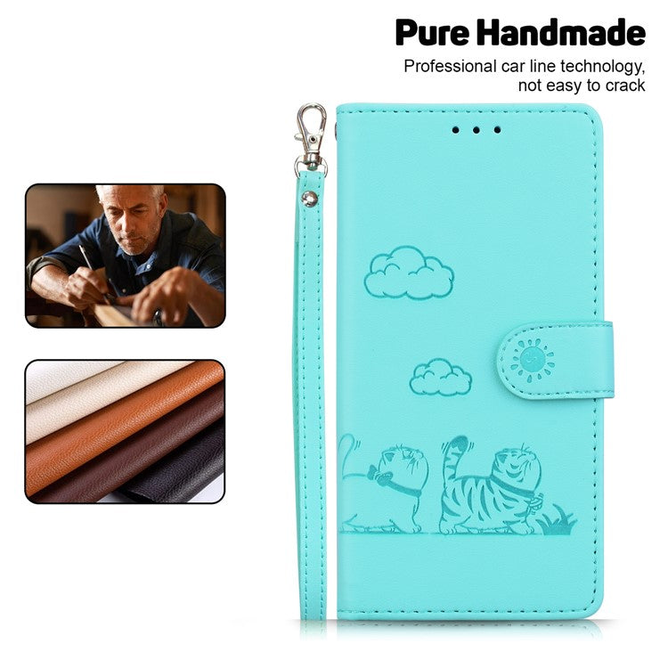 For Motorola Edge 50 Neo 5G / Moto S50 5G / Thinkphone 25 5G Case RFID Blocking Kitten Pattern TPU+PU Leather Phone Cover - Green