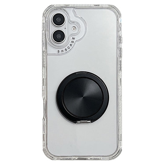 For iPhone 16 Plus Case Rotating Kickstand PC+TPU Phone Cover Compatible with MagSafe - Black
