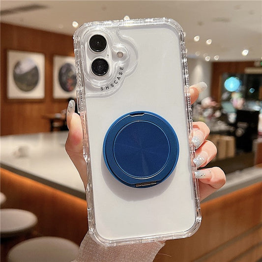 For iPhone 16 Plus Case Rotating Kickstand PC+TPU Phone Cover Compatible with MagSafe - Blue