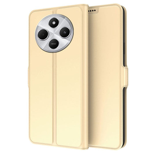 For Xiaomi Poco C75 4G / Redmi 14R 5G / 14C 4G Case Shockproof TPU Inner Shell Leather Phone Cover Card Slot - Gold