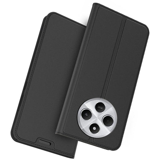 For Xiaomi Poco C75 4G / Redmi 14R 5G / 14C 4G Case PU Leather Phone Cover with Card Holder Stand Magnetic Closure - Black