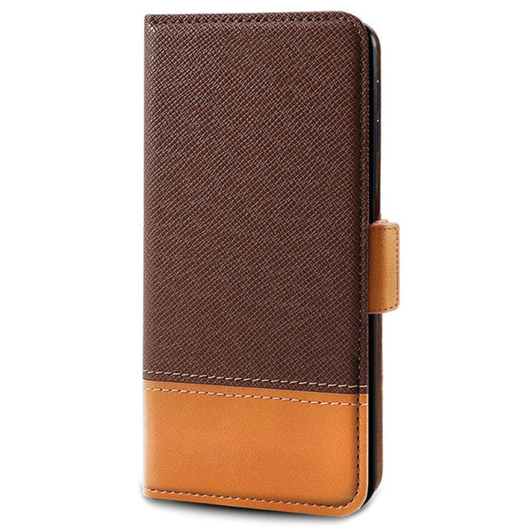 For Xiaomi Poco C75 4G / Redmi 14R 5G / 14C 4G Case Color Splicing PU Leather Wallet Phone Cover - Brown