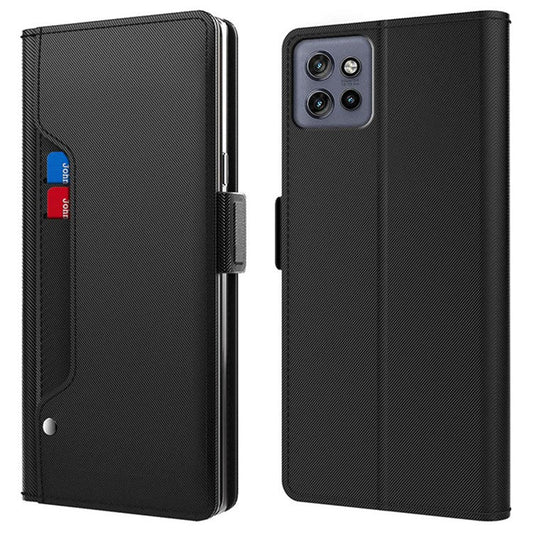 For Motorola Edge 50 Neo 5G / Moto S50 5G / Thinkphone 25 5G Case Stand PU Leather Phone Cover Card Holder Mirror - Black