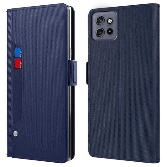 For Motorola Edge 50 Neo 5G / Moto S50 5G / Thinkphone 25 5G Case Stand PU Leather Phone Cover Card Holder Mirror - Blue