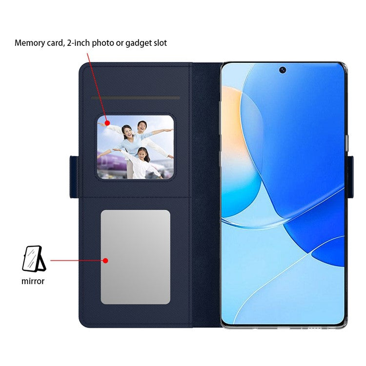 For Motorola Edge 50 Neo 5G / Moto S50 5G / Thinkphone 25 5G Case Stand PU Leather Phone Cover Card Holder Mirror - Blue