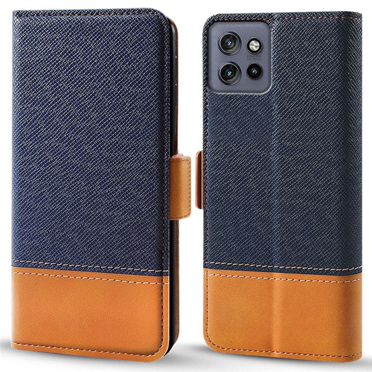 For Motorola Edge 50 Neo 5G / Moto S50 5G / Thinkphone 25 5G Case Color Splicing PU Leather Wallet Phone Cover - Blue