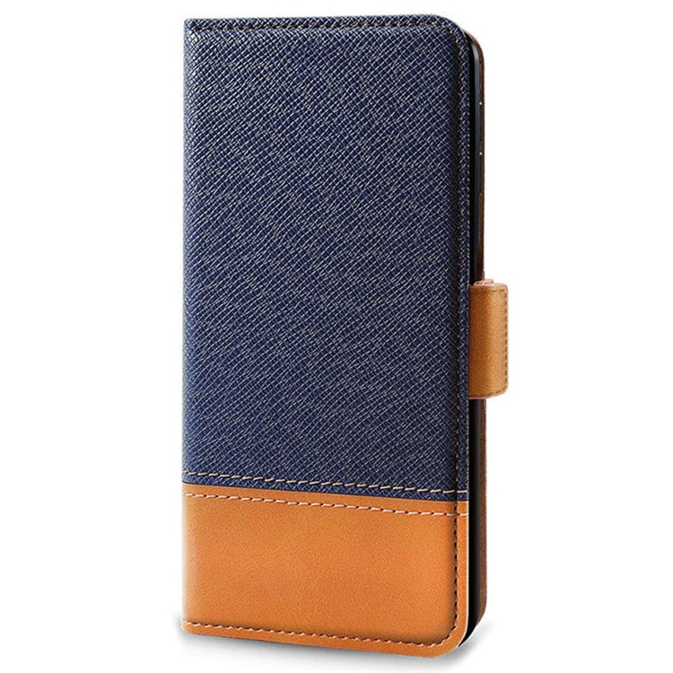 For Motorola Edge 50 Neo 5G / Moto S50 5G / Thinkphone 25 5G Case Color Splicing PU Leather Wallet Phone Cover - Blue