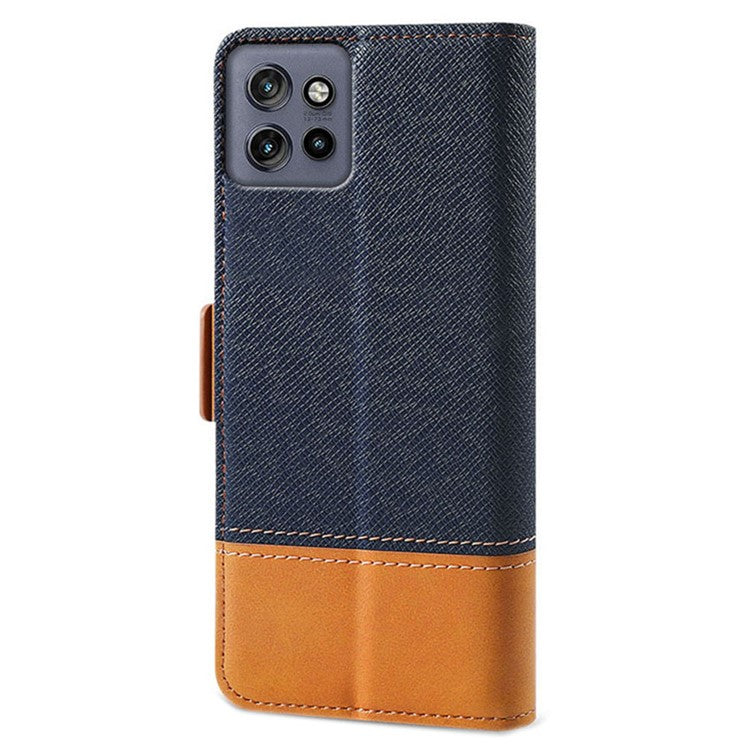 For Motorola Edge 50 Neo 5G / Moto S50 5G / Thinkphone 25 5G Case Color Splicing PU Leather Wallet Phone Cover - Blue