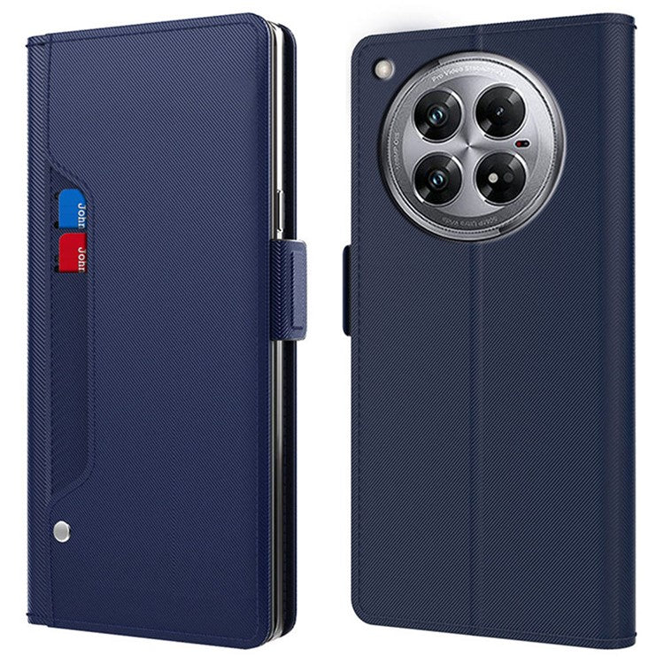 For Infinix Zero 40 5G Case Stand PU Leather Phone Cover Card Holder Mirror - Blue