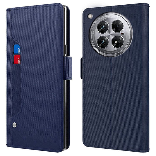 For Infinix Zero 40 5G Case Stand PU Leather Phone Cover Card Holder Mirror - Blue