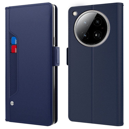 For Infinix Zero 40 4G Case Stand PU Leather Phone Cover Card Holder Mirror - Blue