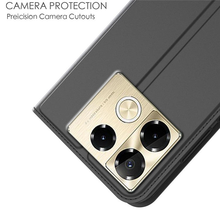 For Infinix Note 40 Pro+ Case PU Leather Phone Cover with Card Holder Stand Magnetic Closure - Black