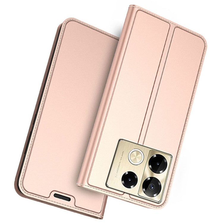 For Infinix Note 40 Pro+ Case PU Leather Phone Cover with Card Holder Stand Magnetic Closure - Rose Gold