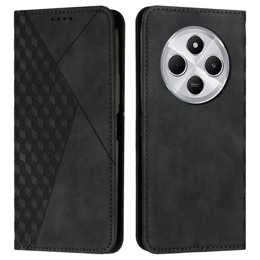 For Xiaomi Poco C75 4G / Redmi 14R 5G / 14C 4G Phone Cover Imprinted PU Leather Wallet Stand Case - Black