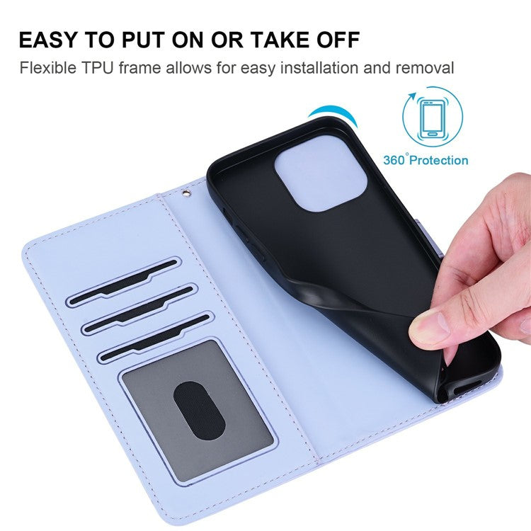 For Google Pixel 9 / 9 Pro Case Cat Dandelion Imprint PU Leather Wallet Phone Cover with Strap - Purple