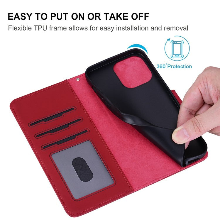 For Xiaomi Poco C75 4G / Redmi 14R 5G / 14C 4G Case Cat Dandelion Imprint PU Leather Wallet Phone Cover with Strap - Red