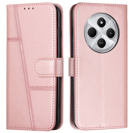 For Xiaomi Poco C75 4G / Redmi 14R 5G / 14C 4G Case Stand Flip Protective Leather Phone Cover - Rose Gold