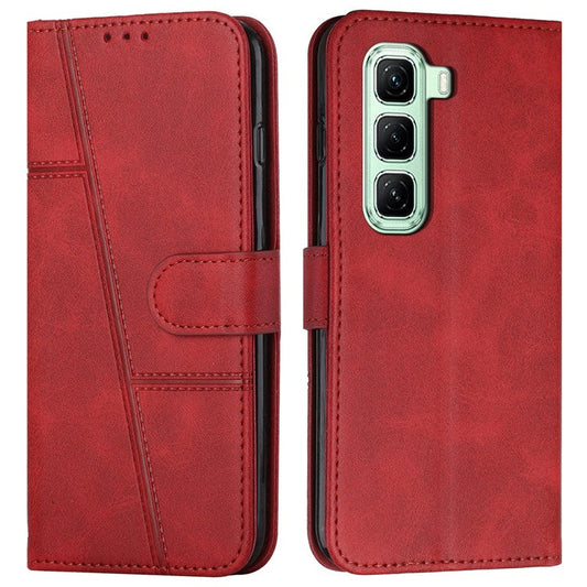 For Infinix Hot 50 4G Case Stand Flip Protective Leather Phone Cover - Red