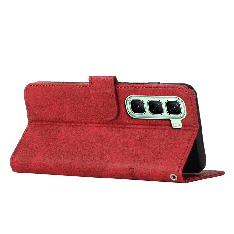 For Infinix Hot 50 4G Case Stand Flip Protective Leather Phone Cover - Red