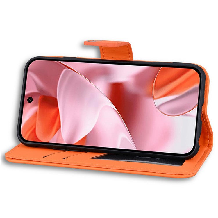 For Google Pixel 9 / 9 Pro Case Cartoon Pattern Wallet Leather Phone Cover - Orange