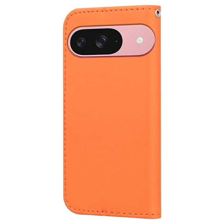 For Google Pixel 9 / 9 Pro Case Cartoon Pattern Wallet Leather Phone Cover - Orange