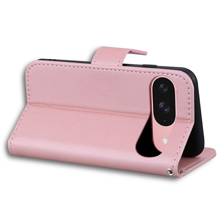 For Google Pixel 9 / 9 Pro Case Cartoon Pattern Wallet Leather Phone Cover - Pink