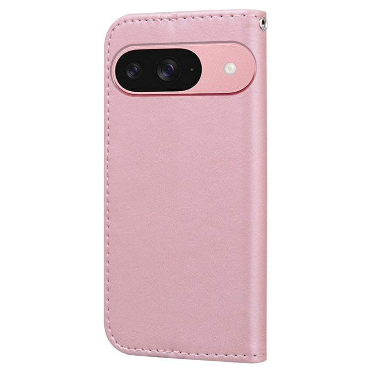 For Google Pixel 9 / 9 Pro Case Cartoon Pattern Wallet Leather Phone Cover - Pink