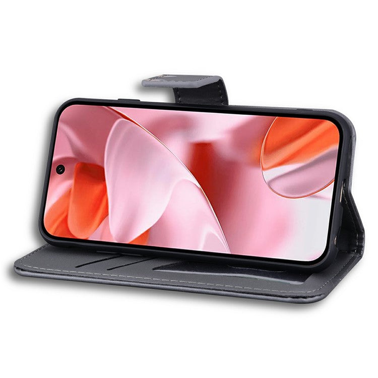 For Google Pixel 9 / 9 Pro Case Cartoon Pattern Wallet Leather Phone Cover - Grey